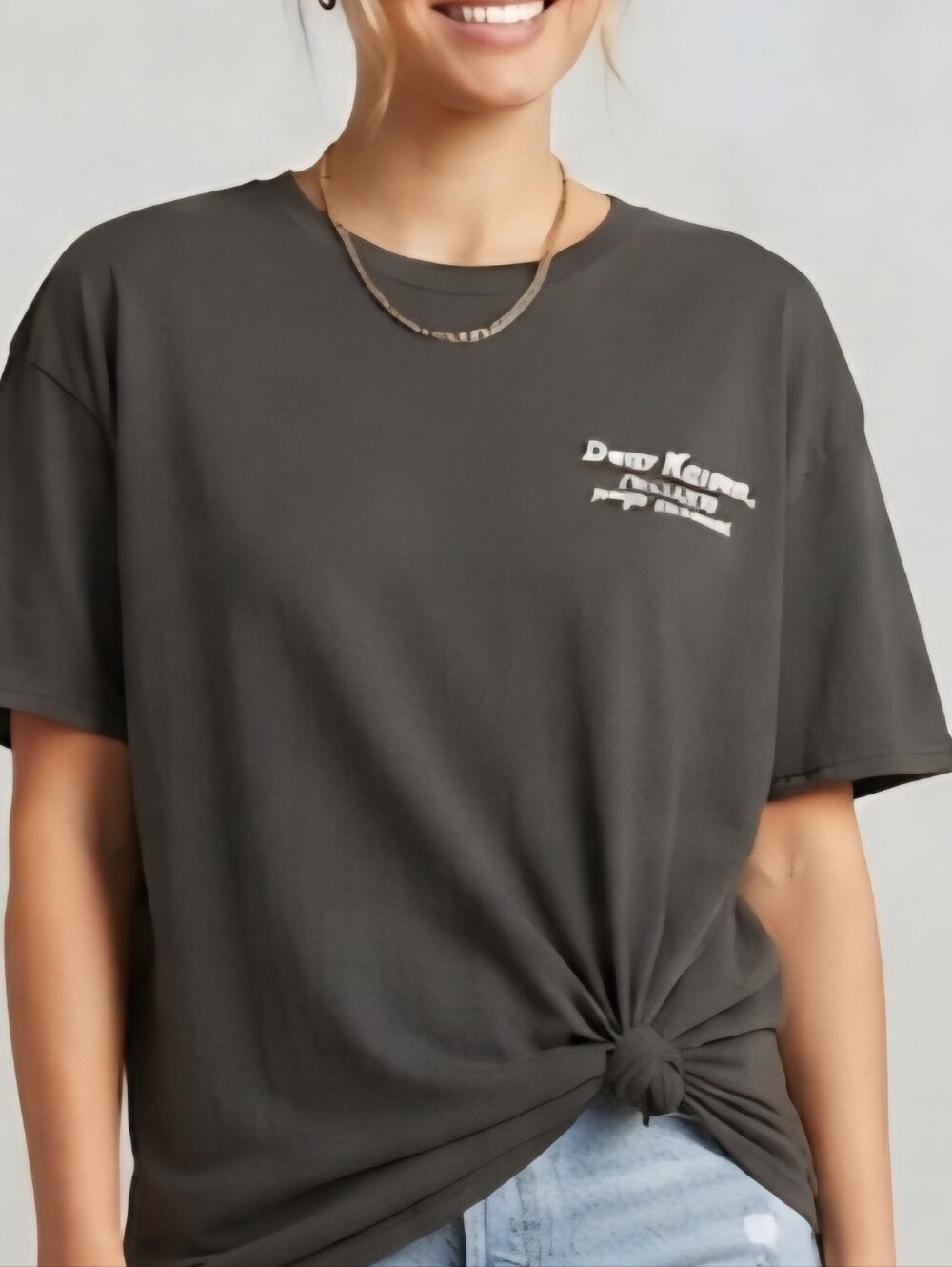 Dear Karma, I Have A List Of People Black Oversized T-Shirt Knot Front Large